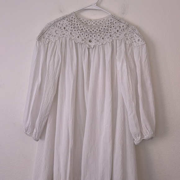 Isabel Etoile Marant Rita Asymmetric Embroidered White Sheer Dress Size 36 - Picture 5 of 11